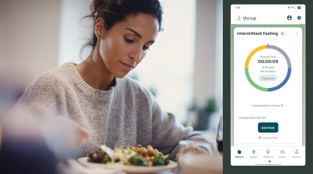 Nutrition screen with water intake and intermittent fasting